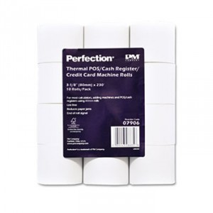 Single Ply Thermal Cash Register/POS Rolls, 3 1/8" x 230 ft., White, 10/Pk