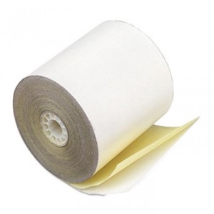 Paper Rolls, Teller Window/Financial, 3" x 90 ft, 2 Ply White/Canary, 50/Carton