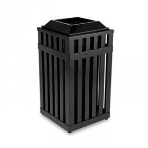 Avenue Open Top Waste Receptacle, Square, Steel, 16gal, Black