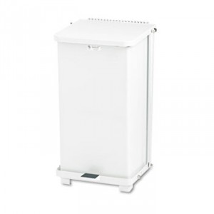 Defenders Biohazard Step Can, Square, Steel, 12gal, White