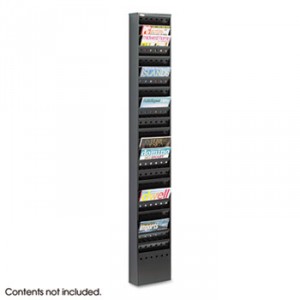 Steel Magazine Rack, 23 Compartments, 10w x 4d x 65-1/2h, Black