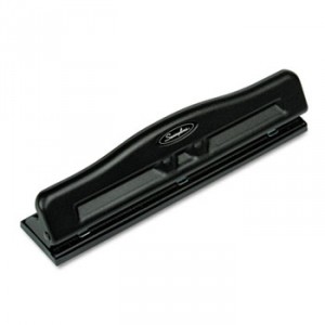 11-Sheet Commercial Adjustable Three-Hole Punch, 9/32" Holes, Black