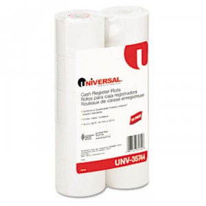 1-Ply Cash Register/Point of Sale Roll, 16 lb, 1/2" Core, 1-3/4"x138 ft, 10/Pack