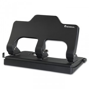 30-Sheet Three-Hole Power Assist Punch, Black