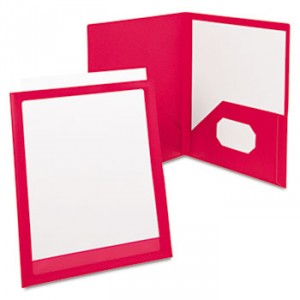 Viewfolio Polypropylene Portfolio, 50-Sheet Capacity, Red/Clear