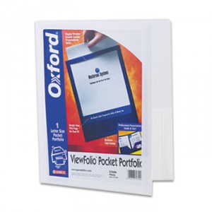 Viewfolio Polypropylene Portfolio, 50-Sheet Capacity, White/Clear