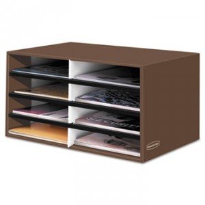 Decorative Eight Compartment Literature Sorter, Letter Size, Mocha Brown
