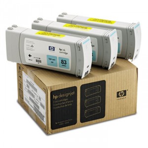 C5076a (Hp 83) Ink, 1312 Page-Yield, 3/Pack, Light Cyan