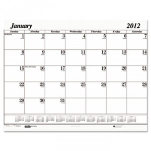 Two-Color Dated Monthly Desk Pad Calendar Refill, 22w X 17h, 2012