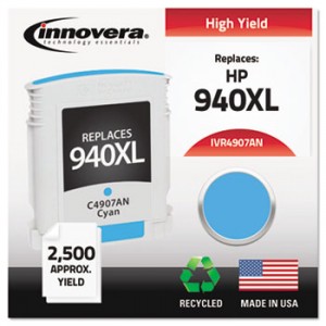 4907an Compatible, Remanufactured, C4907an (940xl) Ink, 1700 Page-Yield, Cyan