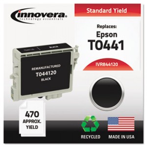 844120 Compatible, Remanufactured, T044120 Ink, 450 Page-Yield, Black
