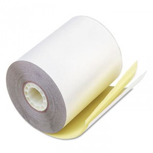 Paper Rolls, Teller Window/Financial, 3 1/4" x 80 ft, White/Canary, 60/Carton