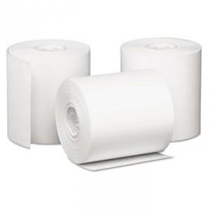 Single Ply Cash Register/POS Rolls, 3" x 85 ft., White, 50/Carton