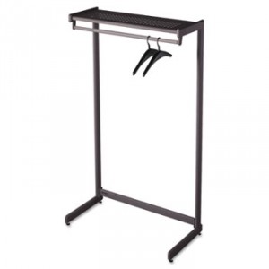 Single-Side Garment Rack w/Shelf, Powder Coated Textured Steel, 48" Wide, Black