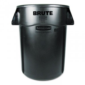 Brute Vented Trash Receptacle, Round, 44 gal, Black