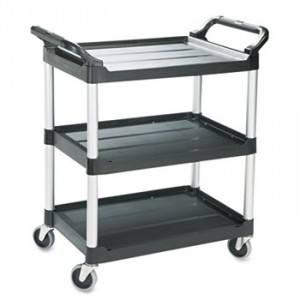 Economy Plastic Cart, Three-Shelf, 18-5/8w x 33-5/8d x 37-3/4h, Black
