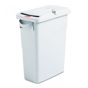 Slim Jim Confidential Document Receptacle w/Lid, Rectangle, 15.875gal, Lt Gray