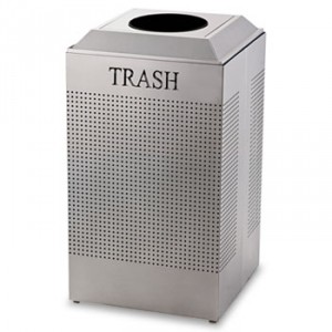 Silhouette Waste Receptacle, Square, Steel, 29gal, Silver Metallic