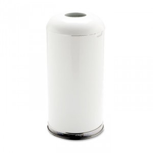 Fire-Resistant Open Top Receptacle, Round, Steel, 15gal, White