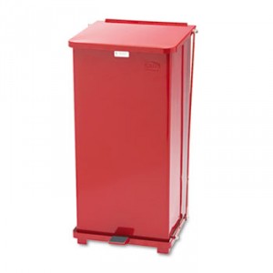Defenders Biohazard Step Can, Square, Steel, 24gal, Red