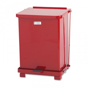 Defenders Biohazard Step Can, Square, Steel, 7gal, Red