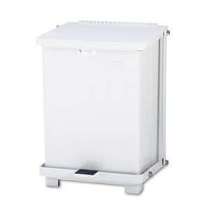 Defenders Biohazard Step Can, Square, Steel, 7gal, White