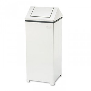 Fire-Safe Swing Top Receptacle, Square, Nonmagnet Steel, 24gal, Stainless Steel