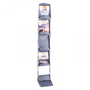 Portable Folding Literature Display, 10w x 13-1/4d x 56h, Metallic Gray