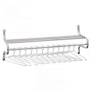 Chrome-Plated Shelf Rack, 12 Non-Removable Hangers, 49w x 14d x 19h, Metal