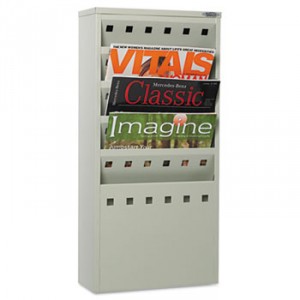 Onyx Steel Magazine Rack, Five Compartments, 10w x 4d x 20-1/2h, Gray