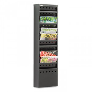 Steel Magazine Rack, 11 Compartments, 10w x 4d x 36-1/4h, Black
