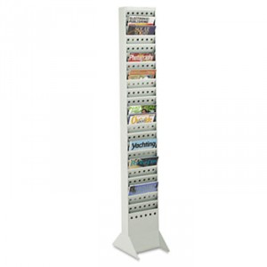 Steel Magazine Rack, 23 Compartments, 10w x 4d x 65-1/2h, Gray