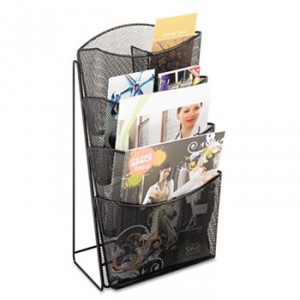 Onyx Mesh Counter Display, Four Compartments, 9-3/4w x 6-1/2d x 18h, Black