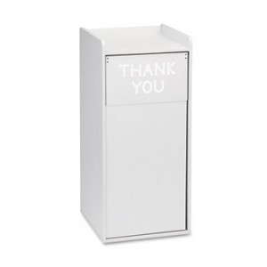 Push Door Waste Receptacle w/Tray Holder, Square, Wood, 36gal, Gray
