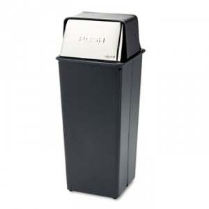Reflections Push Top Square Receptacle, Steel, 21gal, Black/Chrome