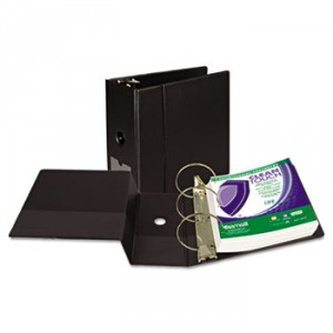 Clean Touch Locking Round Ring Reference Binder, Antimicrobial, 5" Cap, Black