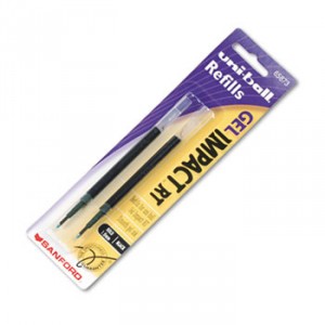 Refill for uni-ball Gel IMPACT RT Roller Ball Pens, Bold, Black, 2/Pack