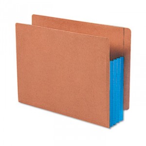 3 1/2" Exp File Pockets, Straight Tab, Letter, Blue, 10/Box
