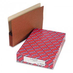 3 1/2" Exp File Pockets, 1/3 Tab, Legal, Manila/Redrope, 10/Box