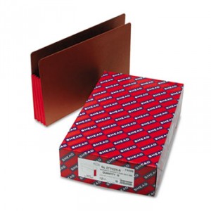 3 1/2" Exp File Pockets, Straight Tab, Legal, Red, 10/Box