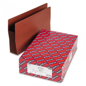 7" Exp File TUFF Pockets, Straight, Legal, Redrope, 5/Box