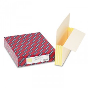 3 1/2" Exp End Tab File Pockets w/Tyvek, Letter, Manila, 10/Box