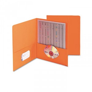 Two-Pocket Folder, Textured Paper, Orange, 25/Box