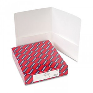 Two-Pocket Folder, Textured Paper, White, 25/Box