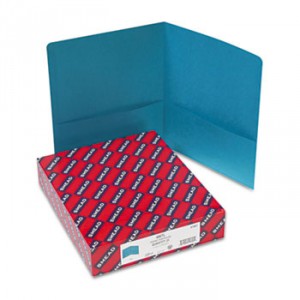 Two-Pocket Folder, Textured Paper, Teal, 25/Box