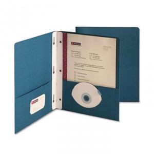 2-Pocket Folder w/Tang Fastener, Letter, 1/2" Cap, Dark Blue, 25/Box