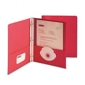 2-Pocket Folder w/Tang Fastener, Letter, 1/2" Cap, Red, 25/Box