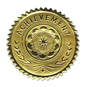 Gold Foil Certificate Seals, "Achievement", 1 3/4" dia, 12/Pack