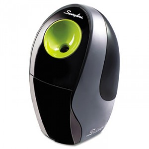 Compact Electric Pencil Sharpener, AC or 6AA, Gray/Green