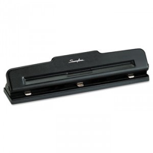 10-Sheet Desktop Two-to-Three-Hole Adjustable Punch, 9/32" Holes, Black